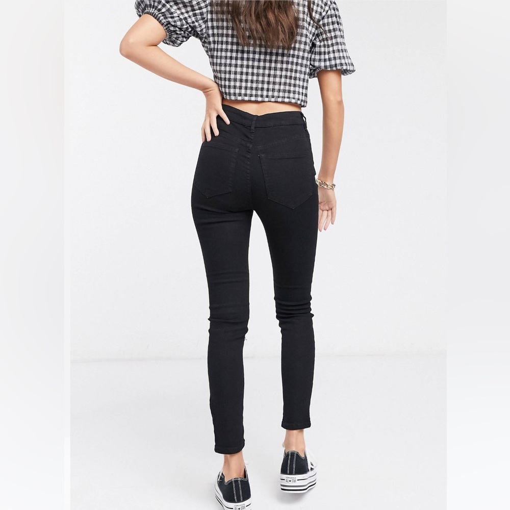 Pull&Bear high rise ultra skinny jeans in black